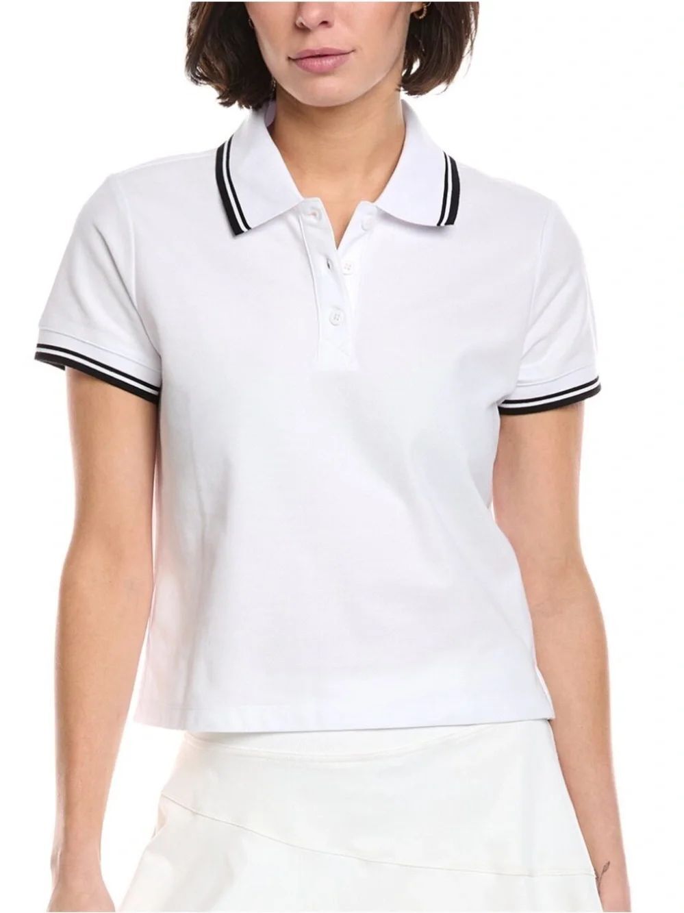 NWT Beyond Yoga Country Club White Polo Shirt with Black Trim size XL
